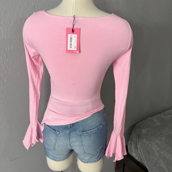 Edikted Rayna Cowl Neck Asymmetric Top, Pink, XS - Picture 2 of 4